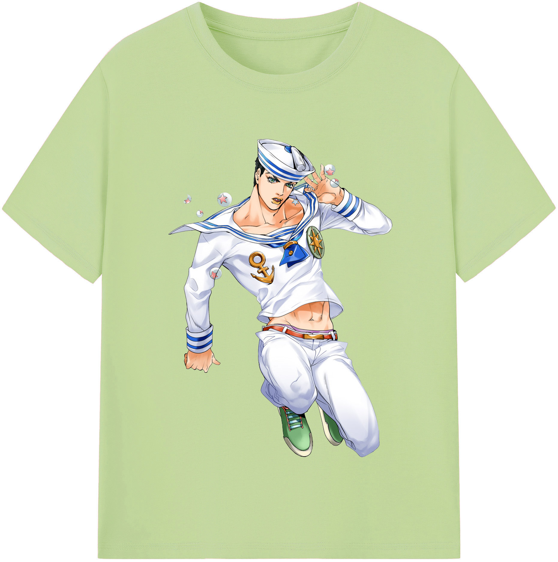 （画像用） ジョジョの奇妙な冒険 東方定助 JoJo's Bizarre Adventure Higashikata Josuke 綿100％半袖Tシャツ（フロントプリント）